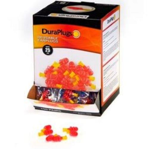 Dura Plug Reuseable HiVis Earplug w/4-Layer Flange, NRR 25db, 100 Pair