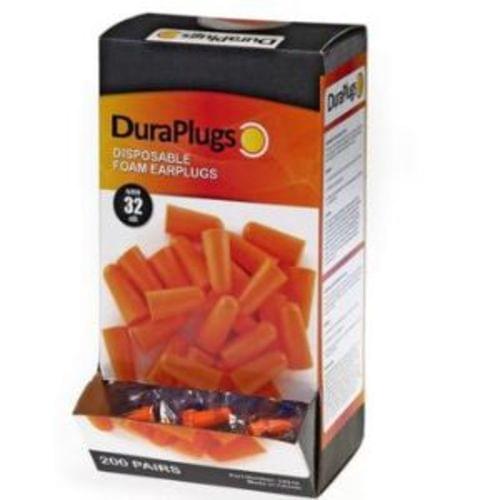 Duraplug Orange Foam Earplugs, No Cord, 200 pair