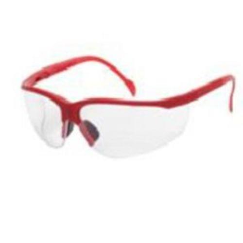 MAGNUM Safety glasses red frame, clear lens - soft rubber nose buds - adjustable temples, 12 pair per box