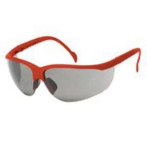 MAGNUM Safety glasses red frame, gray lens - soft rubber nose buds - adjustable temples, 12 pair per box