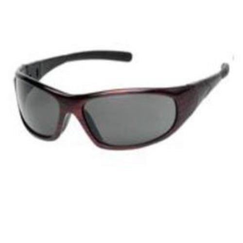 CYCLONE Safety glasses red frame, gray lens - rubber tips, 12 pair per box