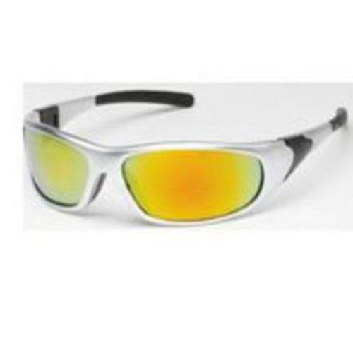 CYCLONE Safety glasses silver frame - orange mirror lens - rubber tips, 12 pair per box