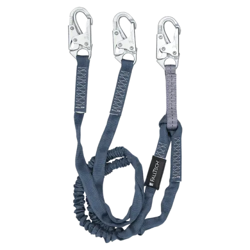 6' Internal Energy Absorbing Lanyard, Double-leg with Steel Snap Hooks