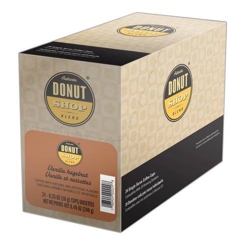 Authentic Donut Shop Blend 24 CT Single Serve Cups Vanilla Hazelnut 4 x 24 x 10g