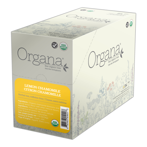Organa Fine Organic Teas 24 CT Single Serve Cups Lemon Chamomile 4 x 24 x 4.4g
