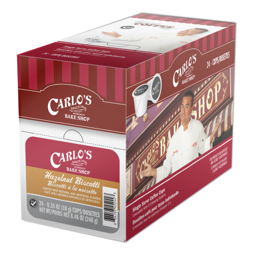 Carlo's 24 CT Single Serve Cups Hazelnut Biscotti 4 x 24 x 10g