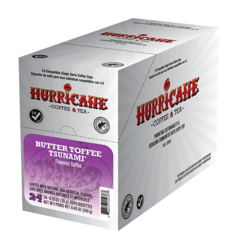 Hurricane Coffee and Tea 24 CT Single Serve Cups Butter Toffee Tsunami