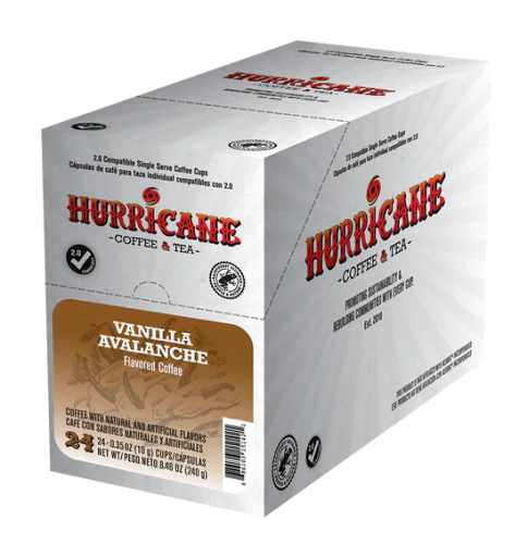 Hurricane Coffee and Tea 24 CT Single Serve Cups Vanilla Avalanche
