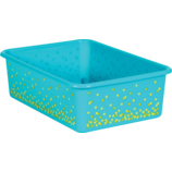 Teal Confetti Large Plastic Storage Bin