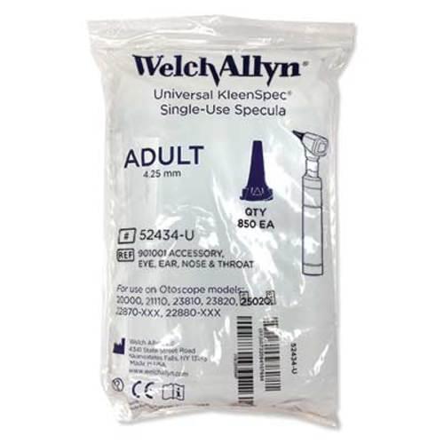 Welch Allyn Universal KleenSpec® Disposable Adult Ear Specula 4.25mm - Bag of 850 - 100-52434