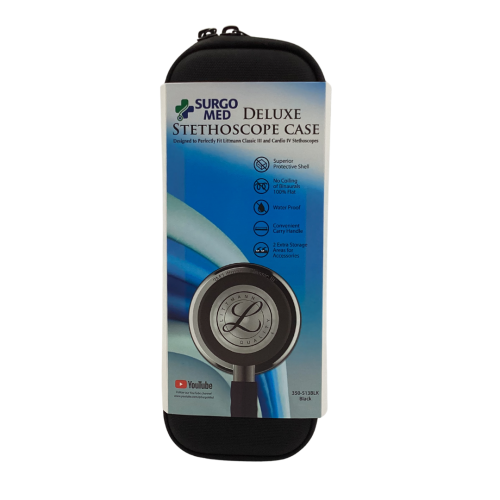 Deluxe Deep Compact Stethoscope Case - Black - 350-513BLK