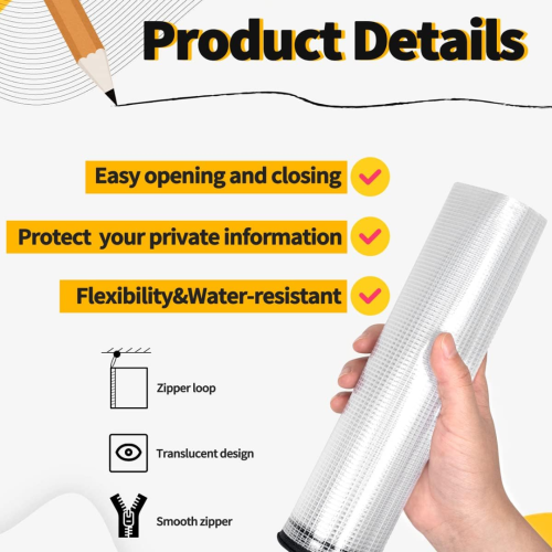 SUNEE Plastic Mesh Zipper Pouch - 7.8 x 10.8 in (Black) - 900-512