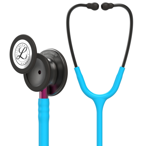 3M™ Littmann® Classic III™ Stethoscope, Smoke Chestpiece - Turquoise Tube & Pink Stem