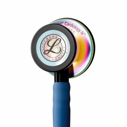 3M™ Littmann® Cardiology IV™ Stethoscope, 6242C High Polish Rainbow Chestpiece, Navy Blue Satin-Finish Tube - 27" - 350-6242C