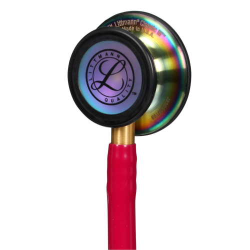 3M™ Littmann® Classic III™ Stethoscope, Rainbow Chestpiece - Raspberry Tube - 350-5806