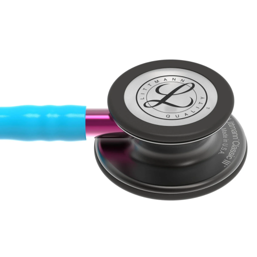 3M™ Littmann® Classic III™ Stethoscope, Smoke Chestpiece - Turquoise Tube & Pink Stem - 350-5872