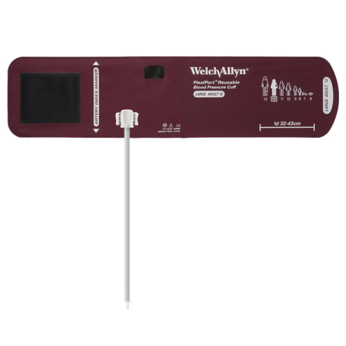 Welch Allyn FlexiPort 1-Piece Cuff, 1 Tube With Male Bayonet Connector - Size 12, Large Adult (32-43 cm)