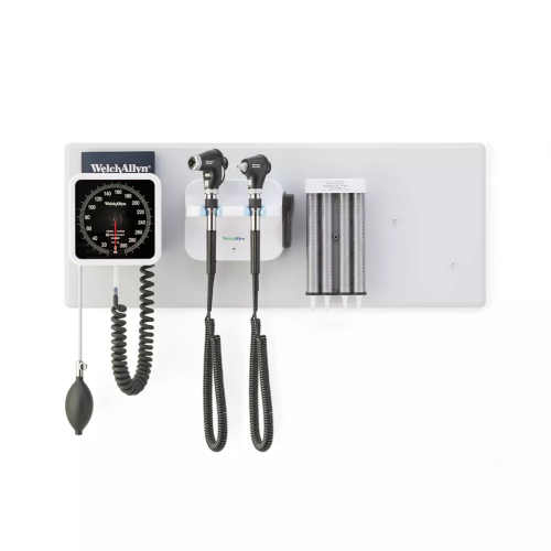Welch Allyn Green Series™ 777 Integrated Wall System with PanOptic™ Plus LED Ophthalmoscope, MacroView™ Plus LED Otoscope for iExaminer®, BP Aneroid & Ear Specula Dispenser