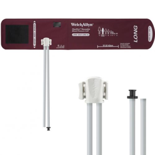 Welch Allyn FlexiPort 1-Piece Cuff, 2 Tube With Tri-Purpose Connector - Size 12L, Adult Long (32-43cm)