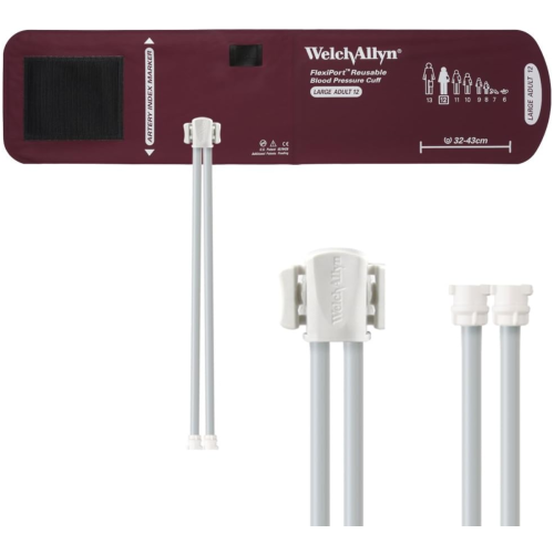 Welch Allyn FlexiPort Reusable Blood Pressure Cuff - Size 12 Large Adult, 2-Tube, Female Locking Connectors (32 - 43cm)