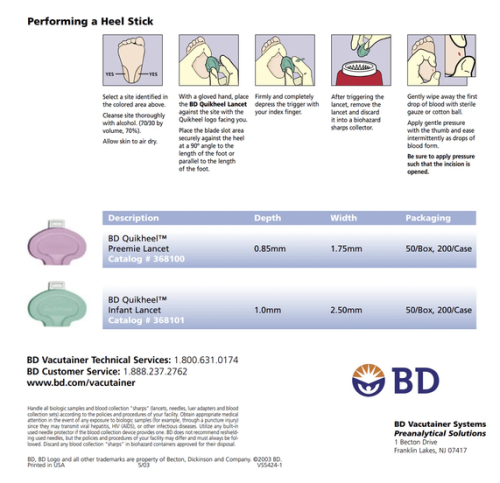 BD Microtainer® Quikheel™ Lancet – Preemie, 1.75 mm x 0.85 mm = 150-368100