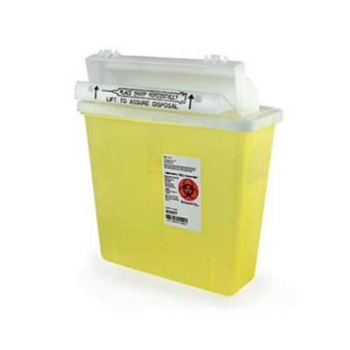 Monoject™ SharpStar™ Sharps Container with Counter-Balanced Door Lid, Transparent Yellow – 5 qt