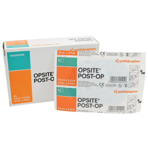 OPSITE™ Post-Op Transparent Waterproof Dressing, with Absorbent Pad - 9.5cm x 8.5cm (Box of 20)