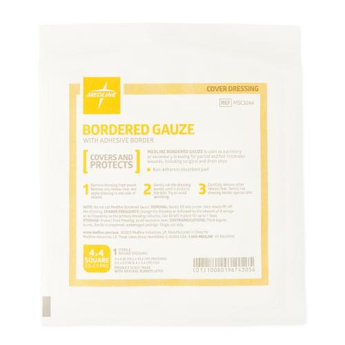 Sterile Bordered Gauze Adhesive Island Wound Dressing – 4" × 4" (Box of 15) = 300-3244