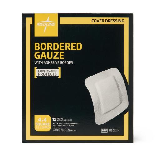 Sterile Bordered Gauze Adhesive Island Wound Dressing – 4" × 4" (Box of 15)