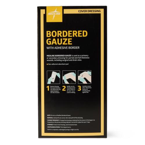 Sterile Bordered Gauze Adhesive Island Wound Dressing - 4" × 8" (Box of 15) = 300-3248