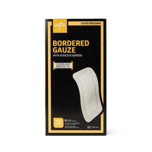 Sterile Bordered Gauze Adhesive Island Wound Dressing - 4" × 8" (Box of 15)
