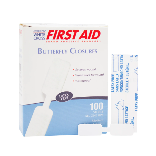 Sterile Butterfly Wound Closure Strips - 1 cm x 4.6 cm (Box of 100)