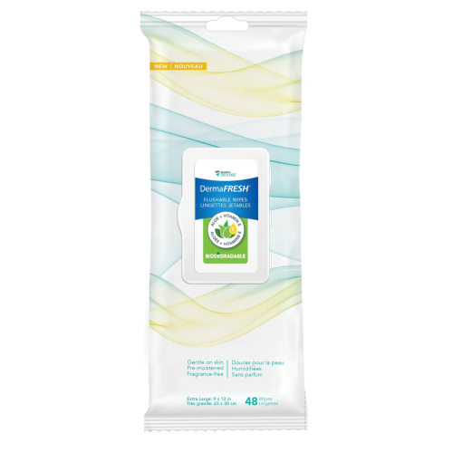 DermaFRESH™ Ultimate Care Flushable & Maceratable Cleansing Wipes - Pack of 48 = 300-760075