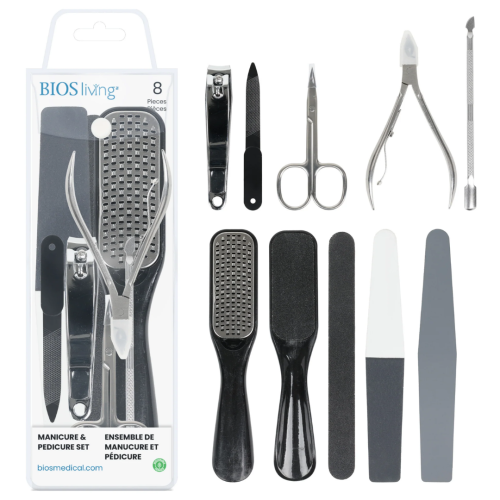 BIOS Living Manicure & Pedicure Set (8 Piece Nail Kit)