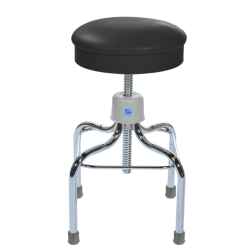 Pedigo Operating Stool Chrome, 14" Round Cushioned Seat - Black