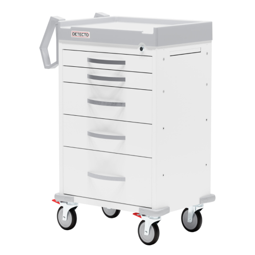 Detecto Rescue Series General Purpose Medical Cart - 5 White Drawers