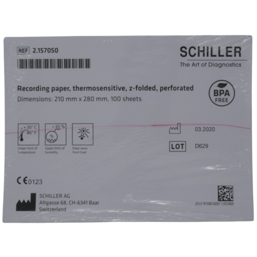Recording Paper for Schiller AT-102, AT-102 G2 & CS-200 Excellence – Pack of 100 Sheets = 2.15705