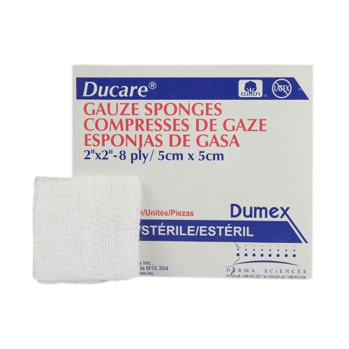 Ducare® Woven Sterile Gauze Sponge – 2" x 2" (2/Pack, 50 Packs/Tray, 30 Trays/Case)