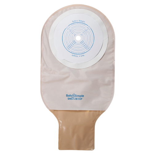 Safe n Simple Cut-to-Fit One-Piece 12" Opaque Drainable Ostomy Pouch with Filters - Box of 10