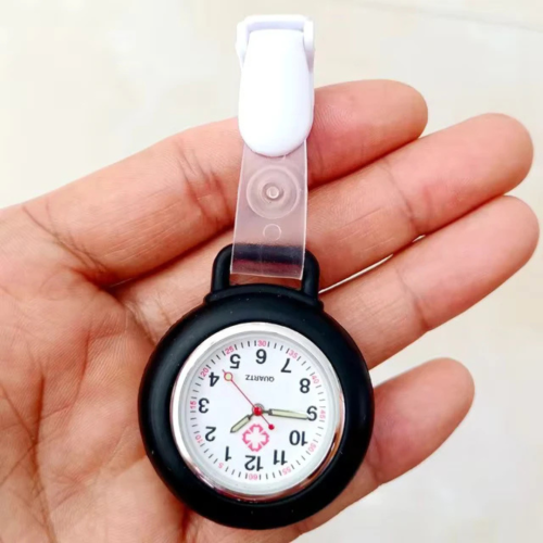 Clip On Analog Nurse Watch - Black
