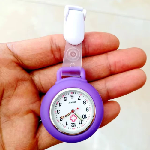 Clip On Analog Nurse Watch - Purple