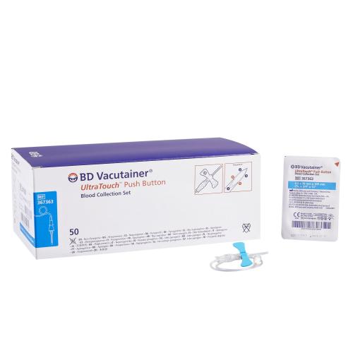 BD Vacutainer® UltraTouch™ Push Button Blood Collection Set, 25G x .75" (12" Tubing) - Box of 50