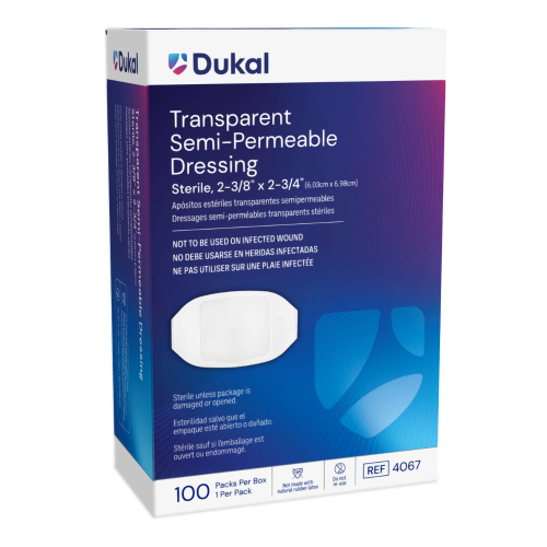 Dukal Sterile Transparent Semi-Permeable Dressing - 2 3/8" x 2 3/4" (Box of 100)