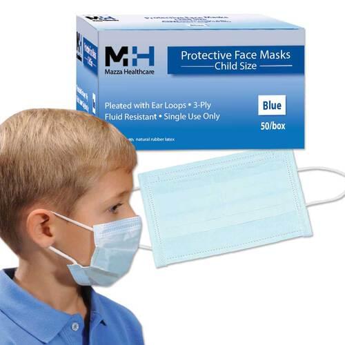 Pediatric Medical Earloop 3-Ply With Filter Face Mask Blue 50/Box