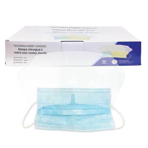 Earloop Mask With Eye Shield 3-Ply With Filter Blue
