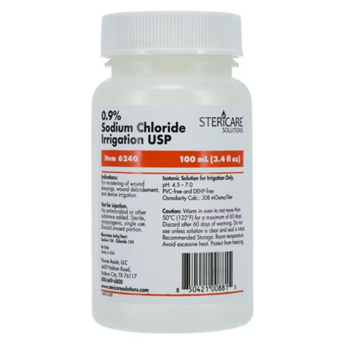 Normal Saline, Sterile 0.9% Sodium Chloride - 100 mL Bottle