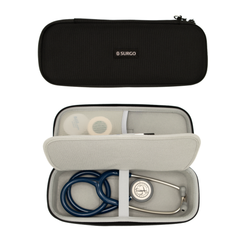 Deluxe Deep Compact Stethoscope Case - Black