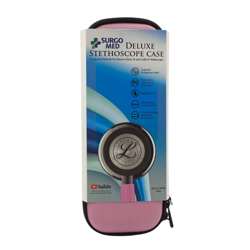 Deluxe Deep Compact Stethoscope Case - Pink = 350-513PNK