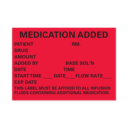 IV Medication Label, Fluorescent Red - 1.75" x 2.4" (Roll of 1000) = 550-N200