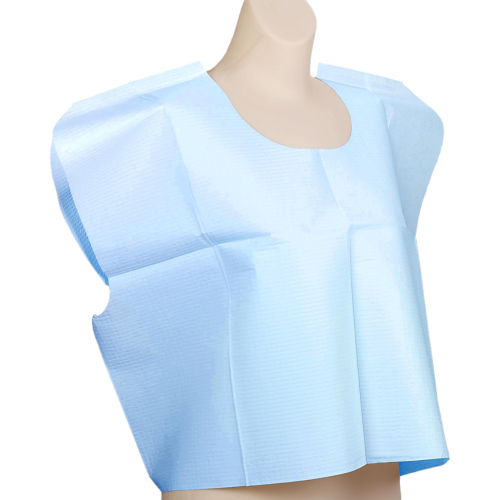 TIDI Waist-Length Exam Gown - Blue, 30" x 21" (Case of 100)